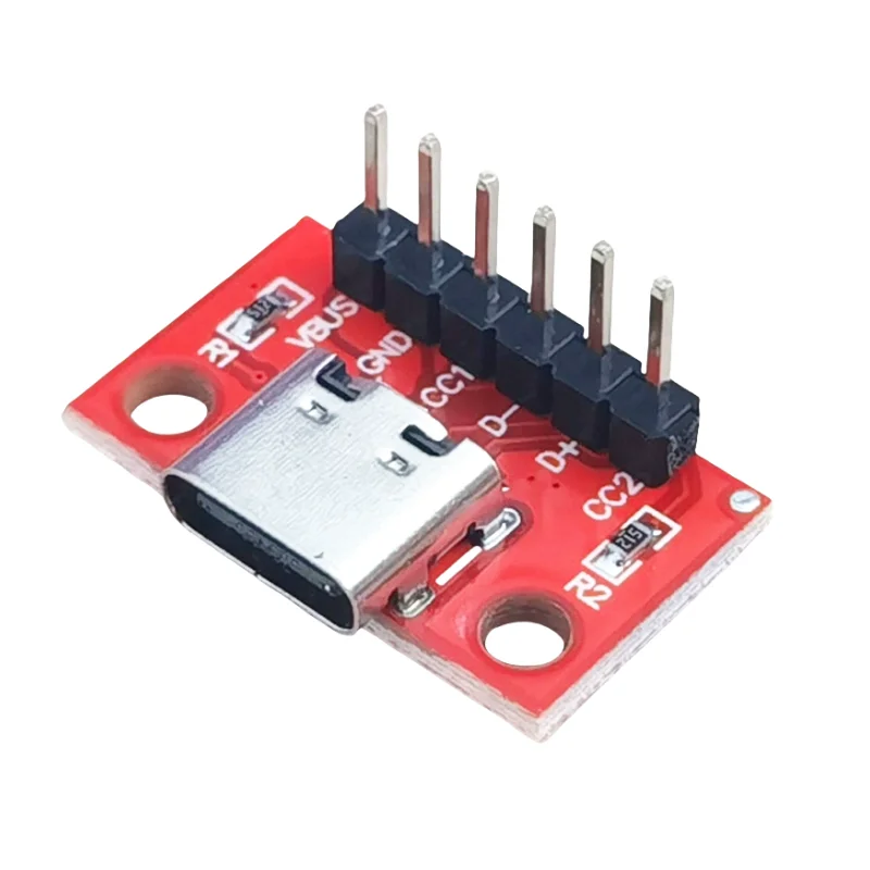 10PCS USB Type C Connector Board 3.1 Serial Basic Breakout Female Connector Breakout Board Red Adapter Board With Row Needles