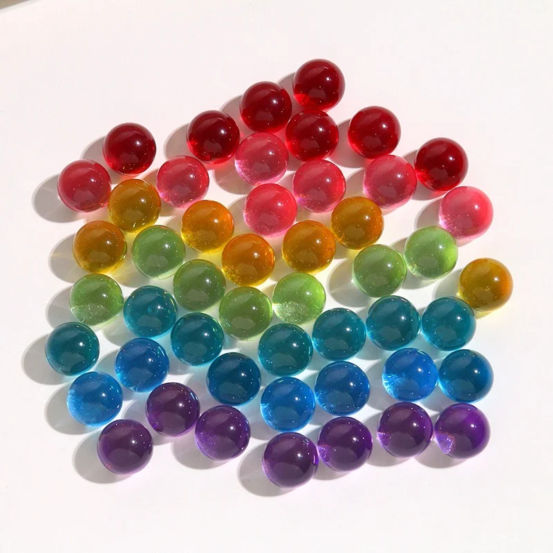 Summer style 100ps/lot 14mm color print Transparent rounds shape resin cabochon beads diy jewelry garment hair accessory