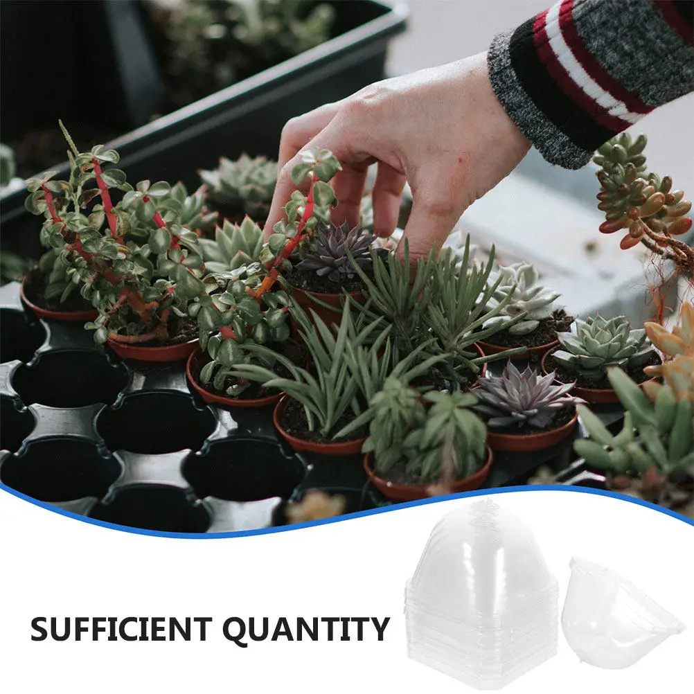 12Pcs Square Clear Plastic Dome Covers for Succulents Garden Cloche Humidity Retention Winter Plant Protector Reusable