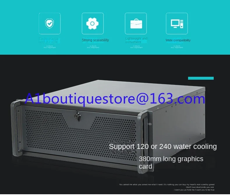 4U short server chassis, 470MM 360 length graphics card 240MM water-cooled server motherboard redundant power supply