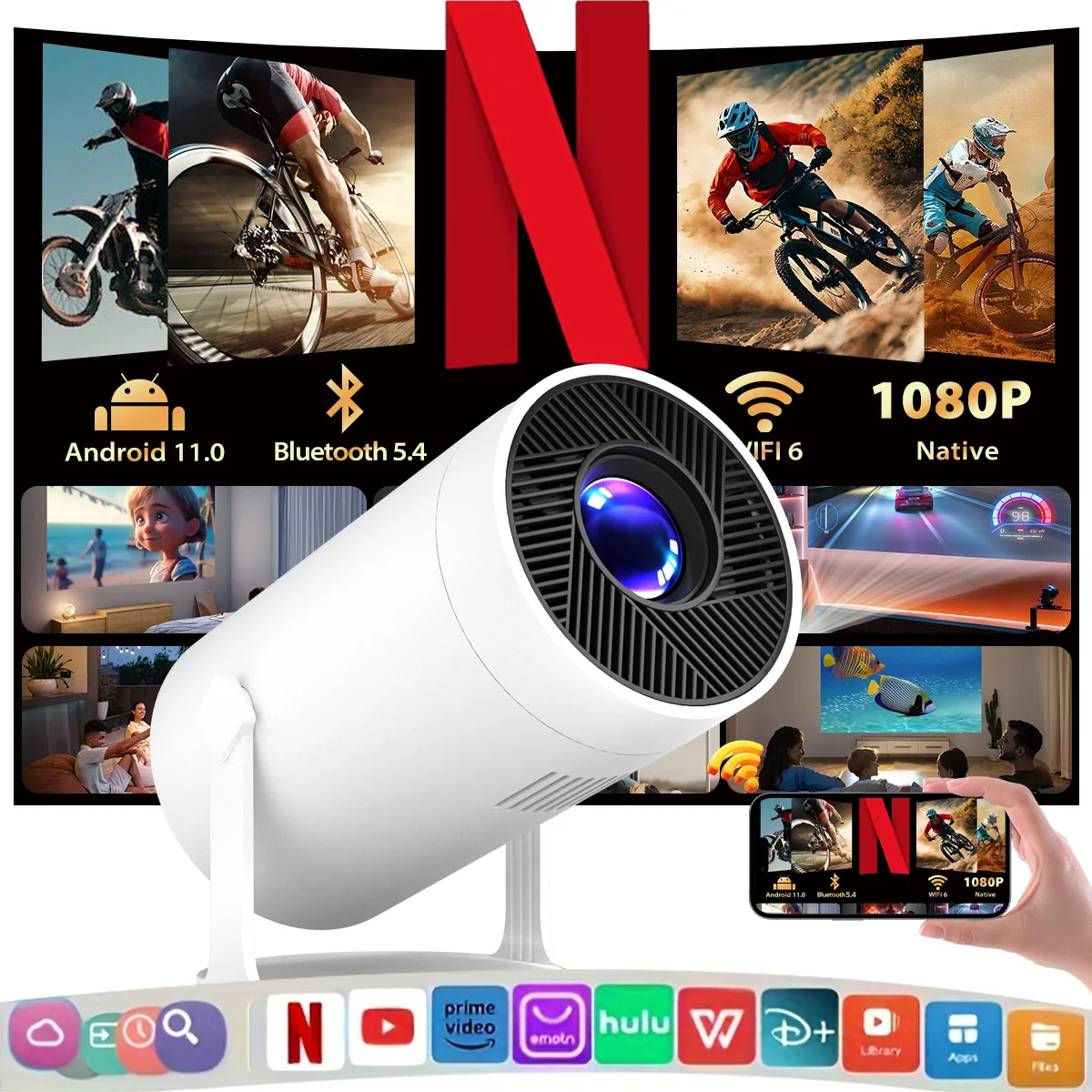 

Проектор Z10 Pro, 70 люмен, ручная фокусировка, разрешение 1280*720P, система Android, автоматическая коррекция трапецеидальных искажений, домашний проектор