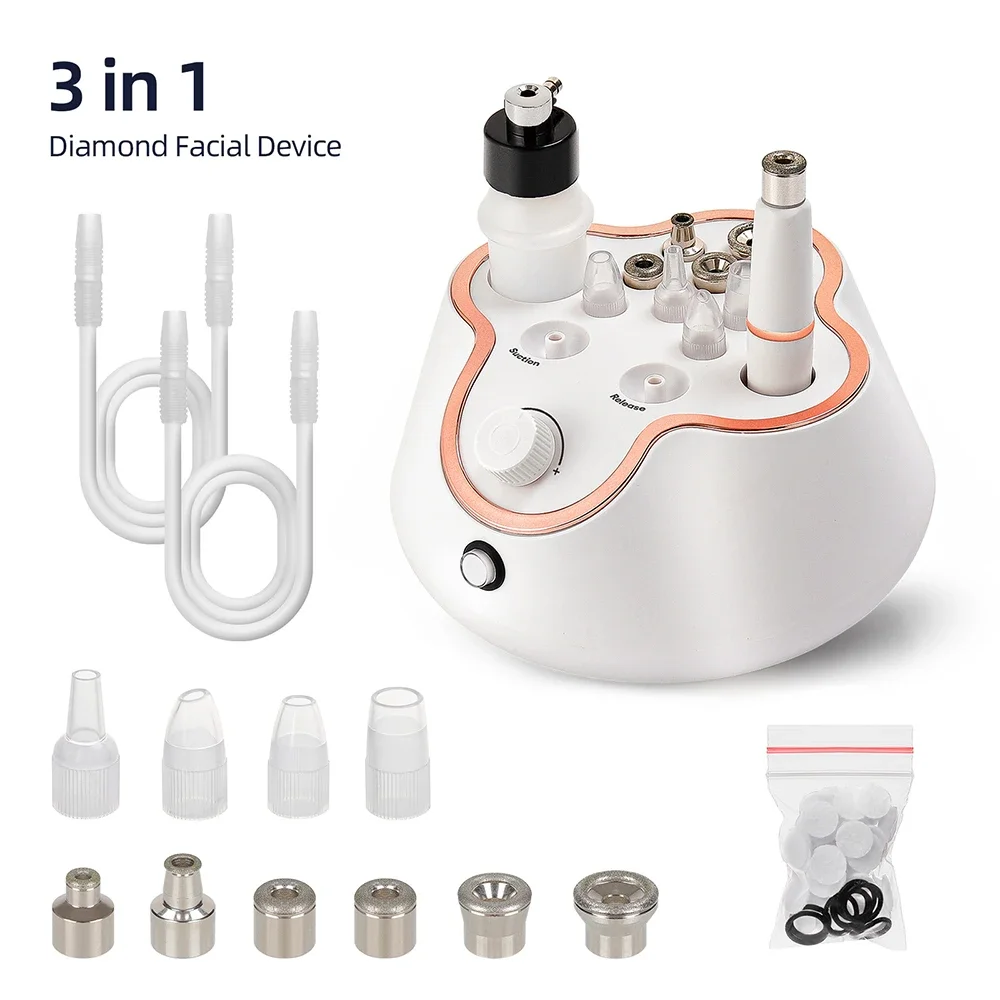 3‑in‑1 Microdermabrasion Device, Professional Facial Beauty Equipment with Vacuum Spray Moisturizing, 6 Micro‑Carving & 3 Crystal Heads, Esthetician‑Grade Tool, Light Beige Skincare Gift for Skincare Lovers, Halloween & Christmas Gifts