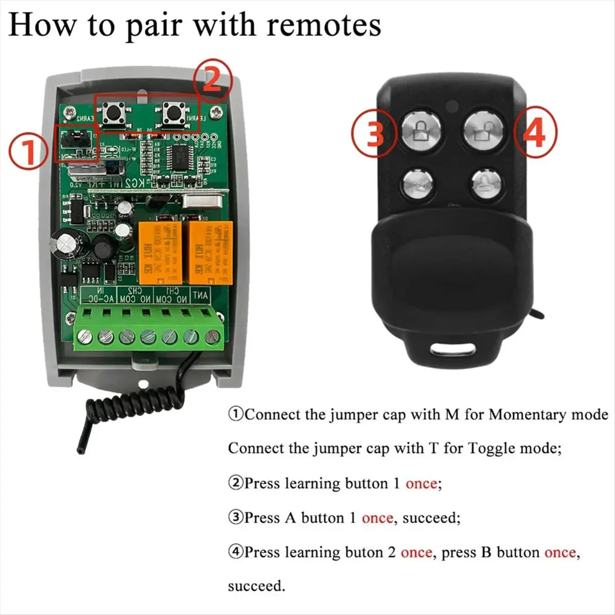 SCLS Tuya WIFI Garage Door Remote Control Receiver 433MHz 2CH Receiver 12-24V Support APP Voice Control