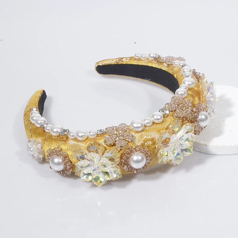 Yellow Sponge Rhinestone Headband Fashion Hair Accessories For Women Trend Simple Wide-brimmed Hairband Girl Hair Band Headwear