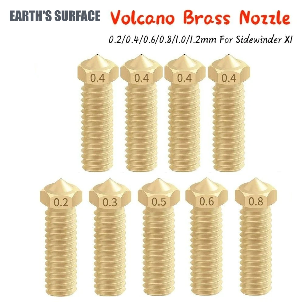 

3D Printer Parts All Metal Brass Volcano Nozzles 0.2/0.3/0.4/0.5/0.6/0.8mm For 1.75mm Filament For Sidewinder X1 BLU-5 Nozzles