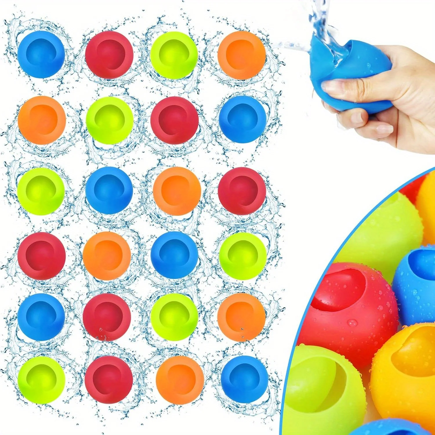 Refillable Water Balls for Pool, Outdoor Water Bombs Toys, Water Games Quick Fill Water Balloon for Backyard for Swimming Pool