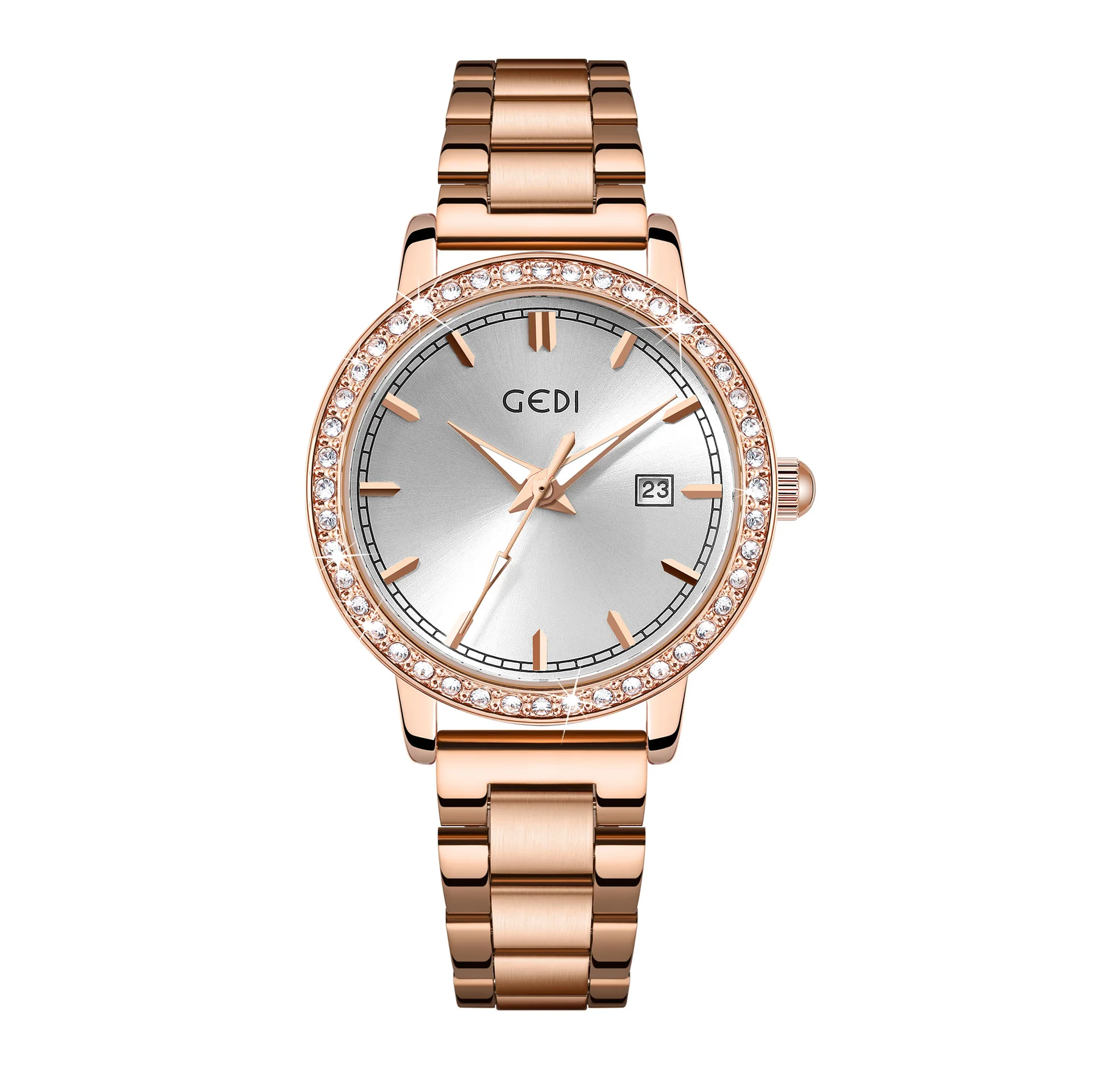 

GEDI Luxury Simple Full Stainless Steel Waterproof Watch For Women, Elegant Date Display Minimalist Wristwatch, High-end Gift