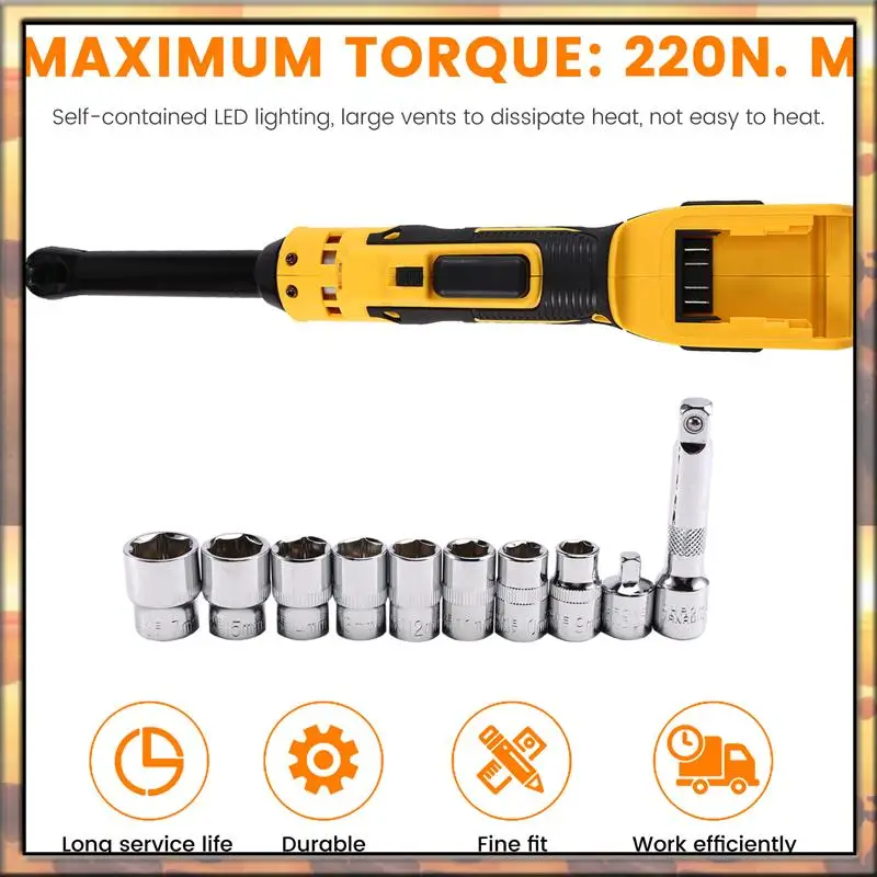 AS59 Uitgebreide Elektrische Ratelsleutel 3/8Inch Verwijdering Schroef Moer 220N.M Accuschroevendraaier Power Tools Voor 20V Batterij