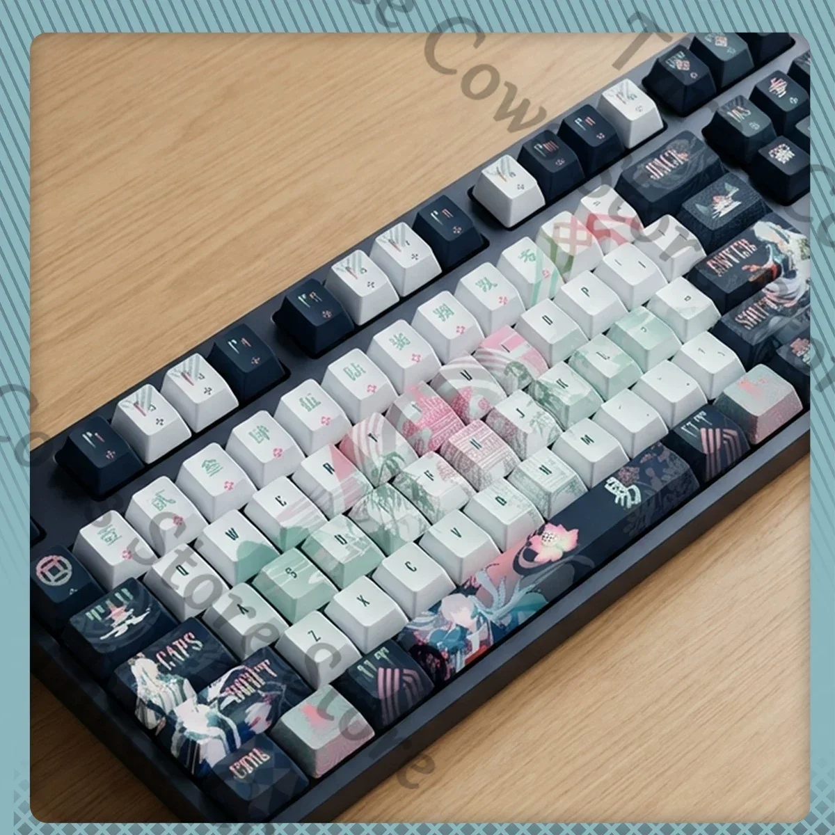 

Anime Arknights E Cosplay Cartoon Full Set Keycaps Shine Through Side Engraved Keycap Accessories Keyboard Cap Prop Model Gift