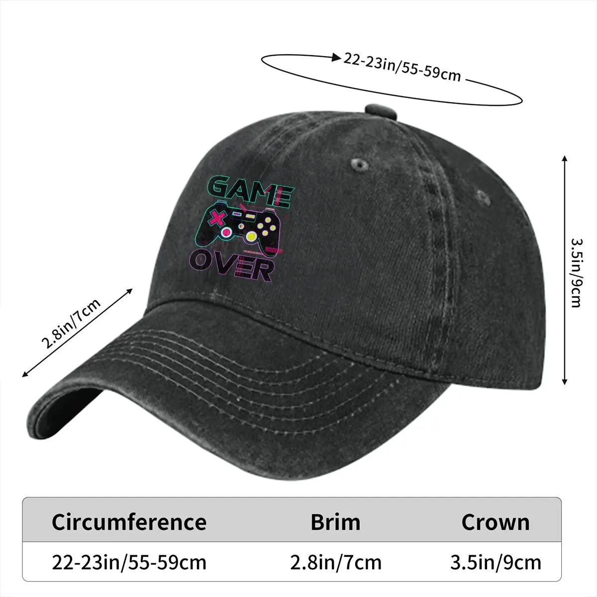 Game Over Baseball Cap Men Hats Women Visor Protection Snapback Gamer Gaming Controller Caps