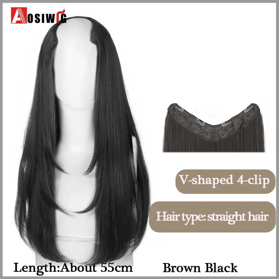 22inch Syntheic Long Straight Hair Extension V-shaped  display picture 3