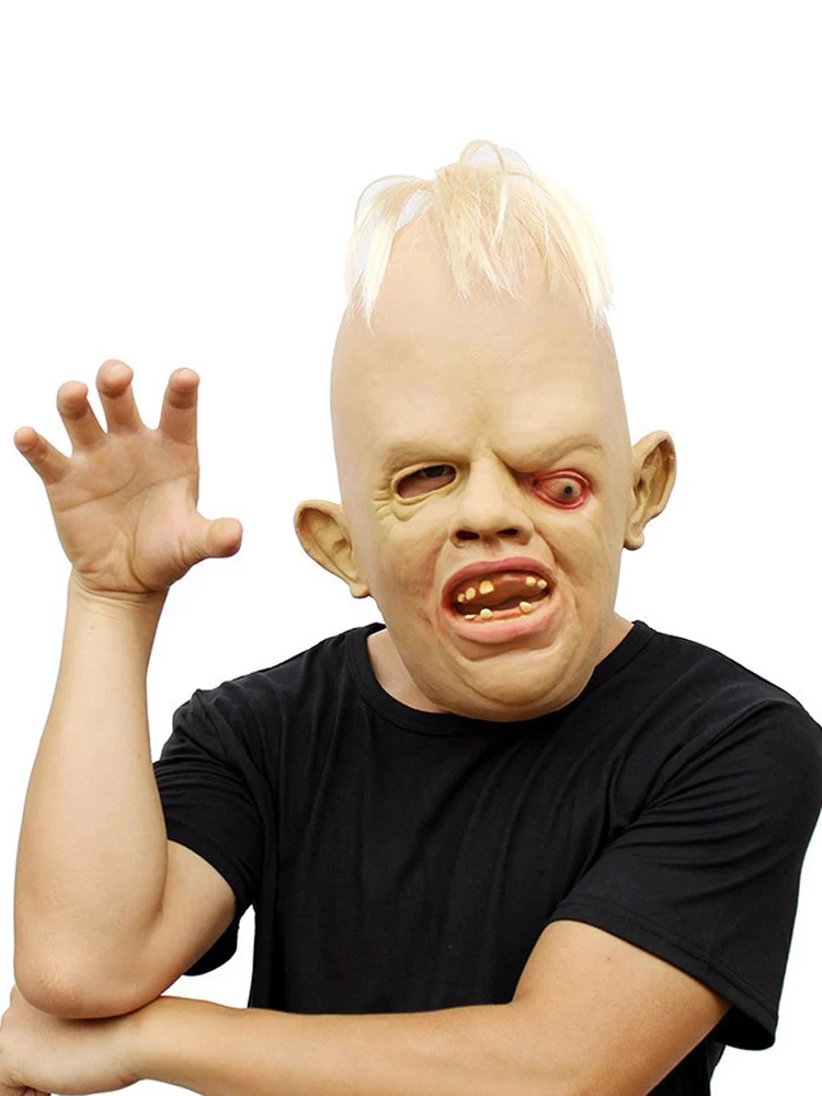 Maschera di Halloween Decorazione per feste in costume Stile mostro dagli occhi incrociati Maschera cosplay horror in lattice Puntelli per costumi di carnevale