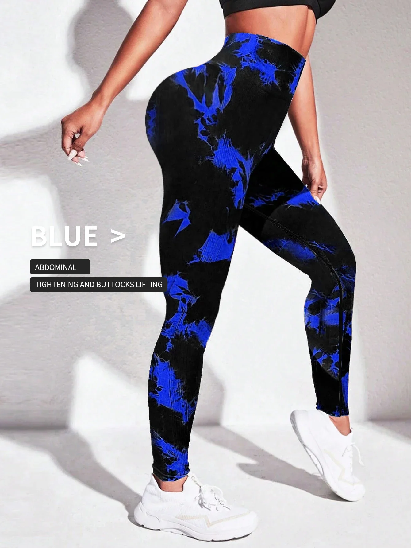 New Tie Dyed Fragmented Flower Yoga Leggings High Waist Tight Fit Lifting Hip Fitness Leggings Running Sports Pants