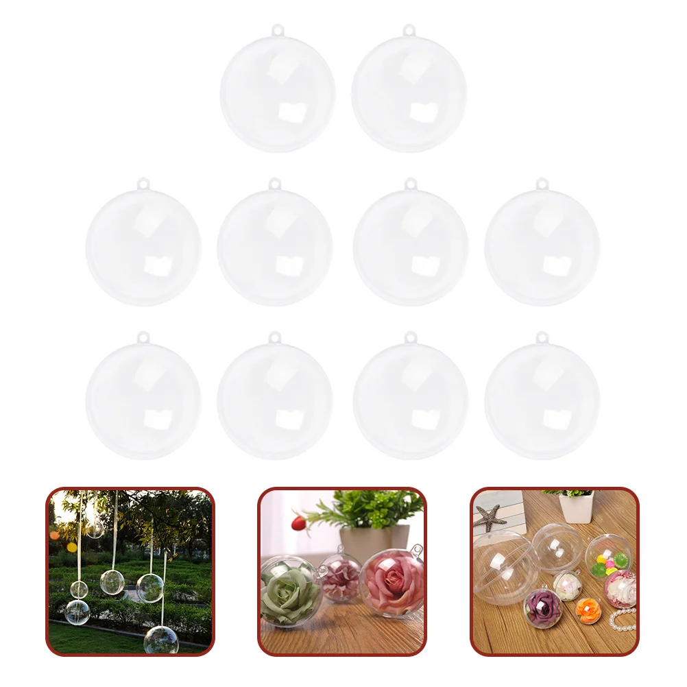 

10Pcs Plastic Balls Clear Fillable Ornaments Hanging DIY Crafts Christmas Decorations Balls Transparent Spheres for Home