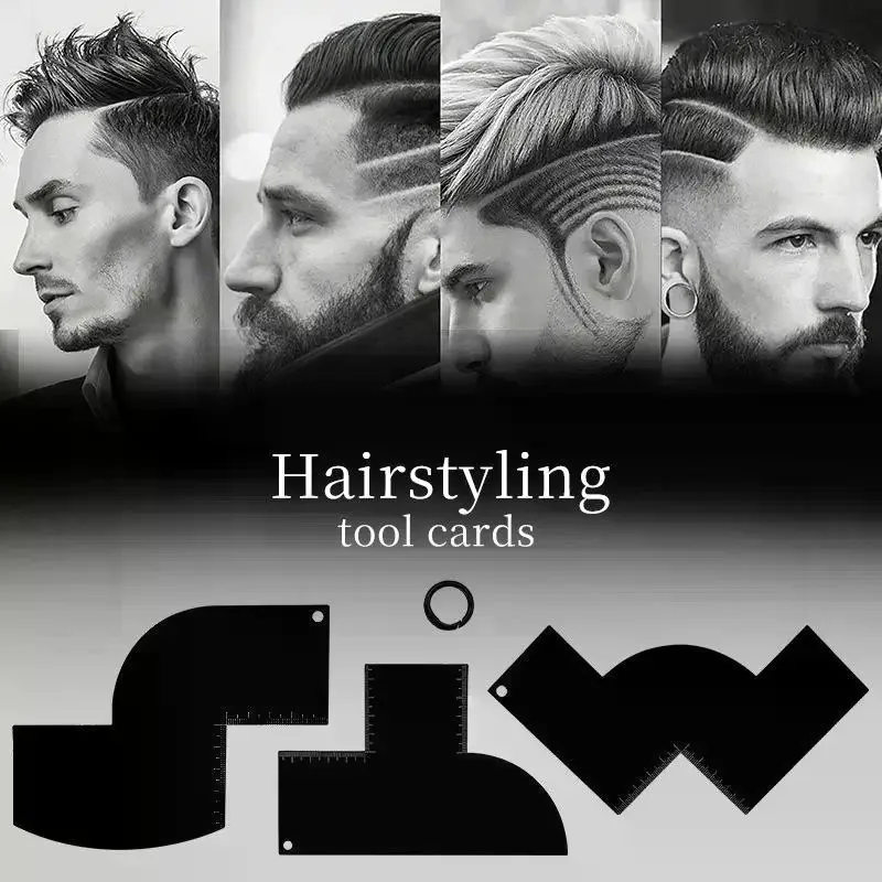 1/2/4Pcs Black Enhancement Card With Measurement Indicators For Barbers Easy To Clean Reusable Enhancement Barber Card