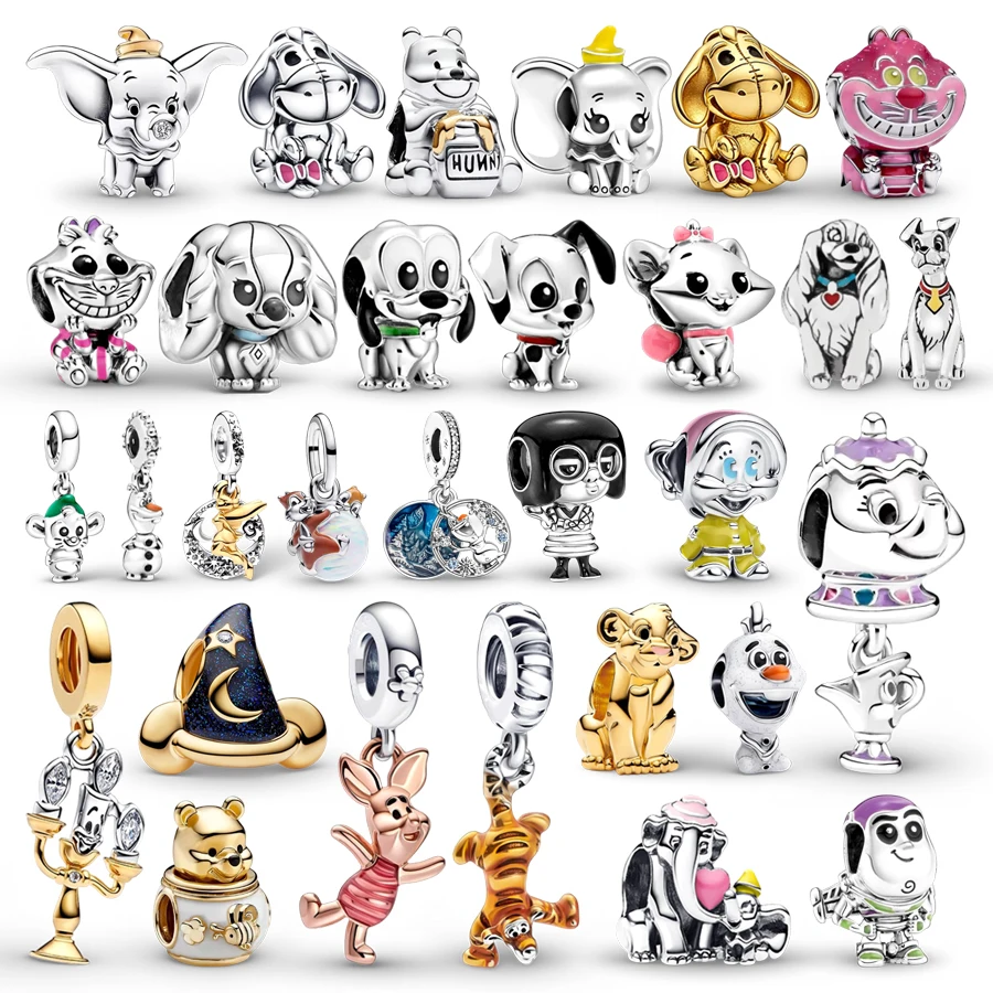 Disney Charms Dumbo & Mom Frozen Olaf Tigger Mickey Mouse Sorcerer's Hat Beads Fit Original Snake Bracelet DIY Fine Jewelry Gift