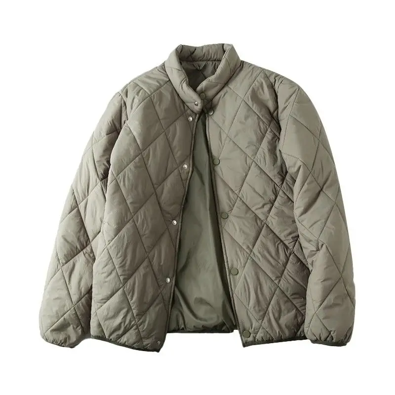 Thin Retro Men's for Lovers Mountain Style Artifact Cotton-padded Coat Rhombus Japanese-style Coat Stand-collar Cotton Coat