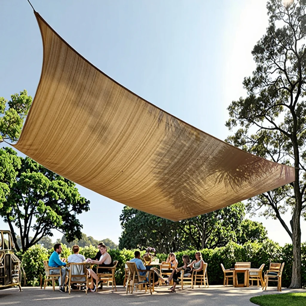 16'x20' Rectangular HDPE Sunshade Sail, UV Blocking Canopy for Courtyard Backyard Lawn Garden Outdoor Use