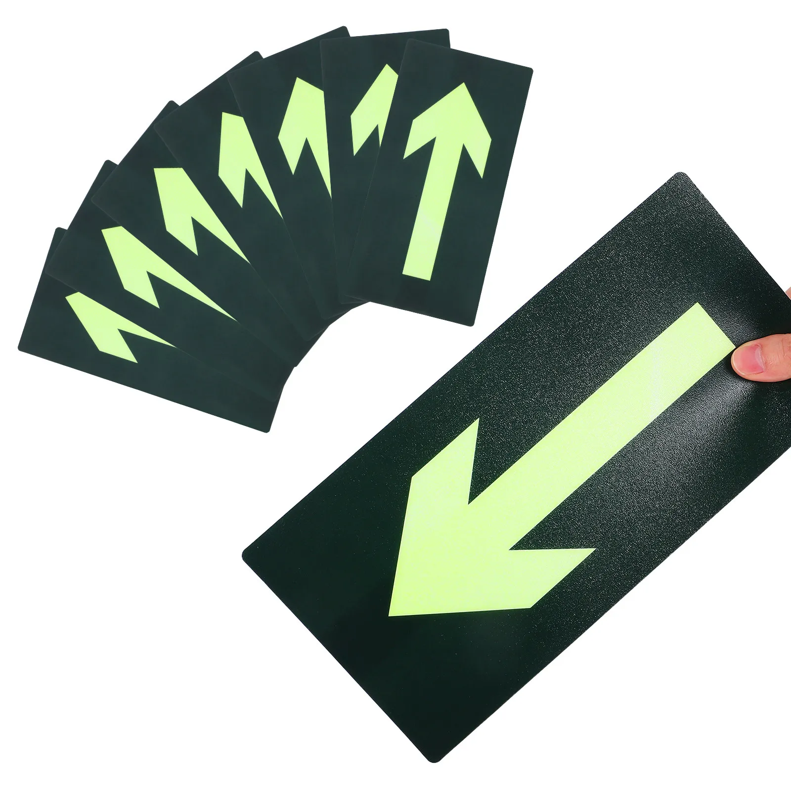 

8Pcs Luminous Waterproof Exit Arrows Self Adhesive Safety Stickers Fire Evacuation Signs for Public Space Malls Supermarkets