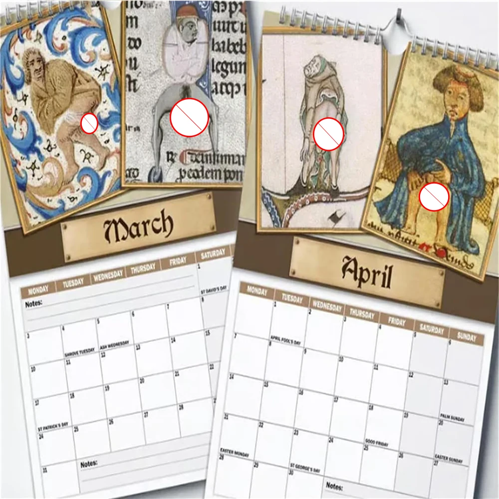 صور القرون الوسطى 2026 التقويم مضحك صور القرون الوسطى التقويم مع الرسوم التوضيحية المزحة القرون الوسطى جدار التقويم لعشاق التاريخ