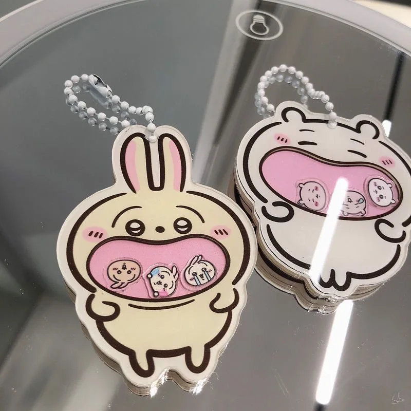 Japanese Anime Chiikawa Hachiware Usagi Mini Cute Acrylic Keychain Cartoon Animal Keyring Shake Toys Creative Rocking Pendant