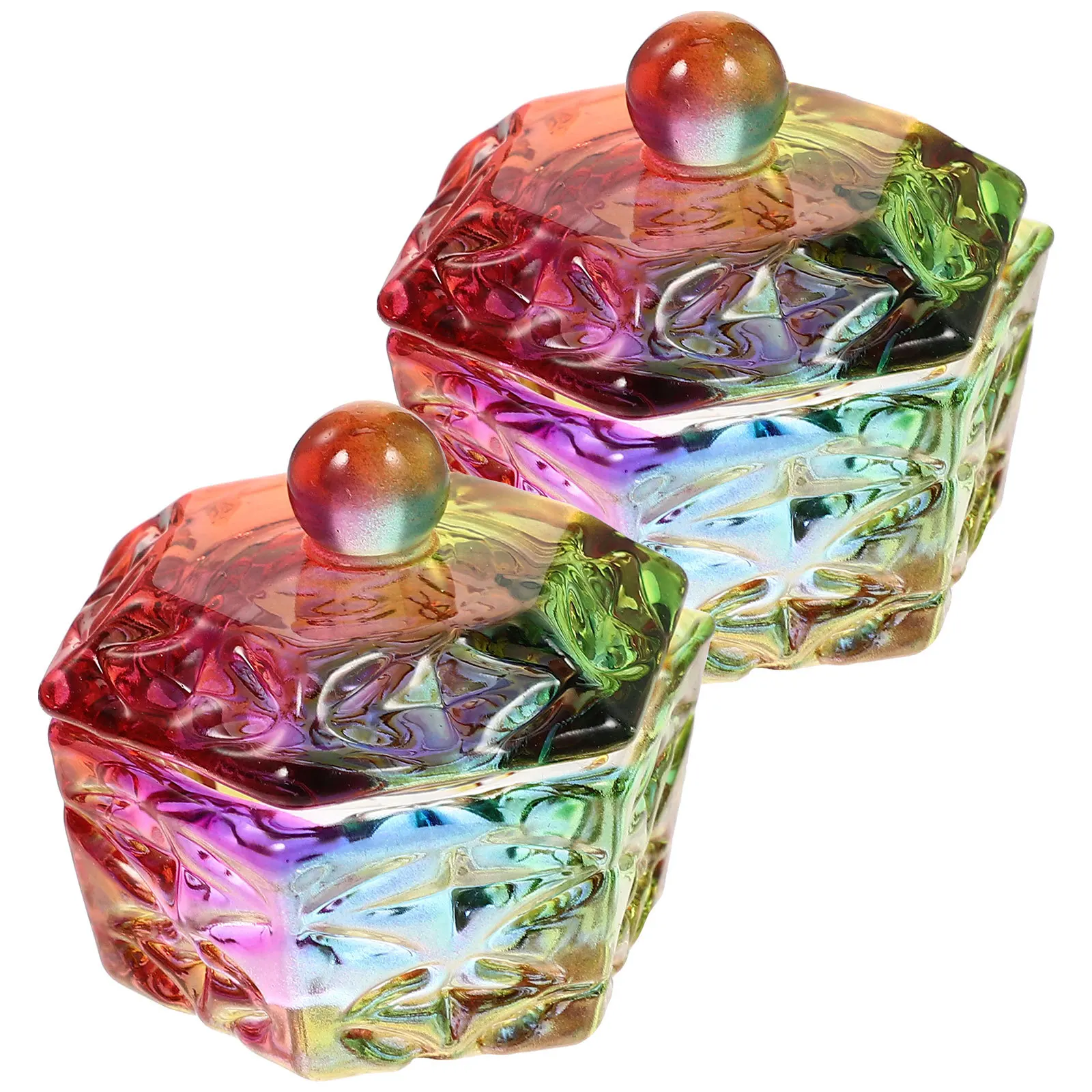 2 قطعة كوب مانيكير زجاجي طبق أظافر كريستالي مع غطاء لخلط مسحوق سائل مونومر أدوات تزيين الأظافر الأكريليك وعاء دابن