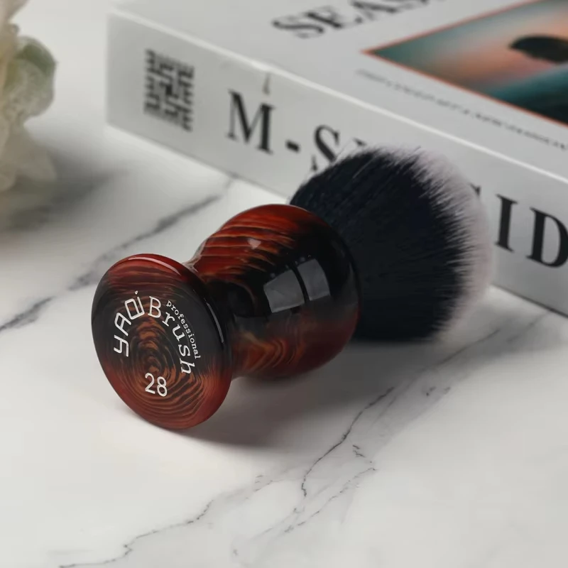 Yaqi 28 مللي متر سهرة الاصطناعية عقدة الرجال فرشاة الحلاقة للرجال مريحة المتانة مريح الراتنج مقبض لفرشاة الحلاقة الرطبة #4