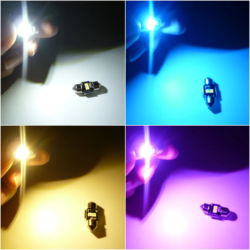 2x 28mm 29mm LED Festoon Lamp Bulb DE3021 DE3022 Car Interior Dome Map Reading Sunvisor Vanity Mirror Light White Purple Blue