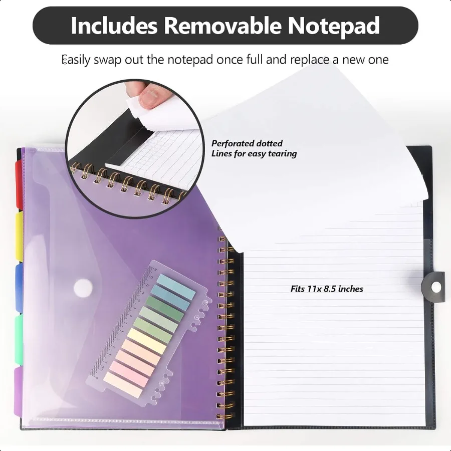 Буфер обмена Folio с блокнотом Многофункциональная папка буфера обмена с местом для хранения 5 папок с 11 карманами Водонепроницаемый органайзер с