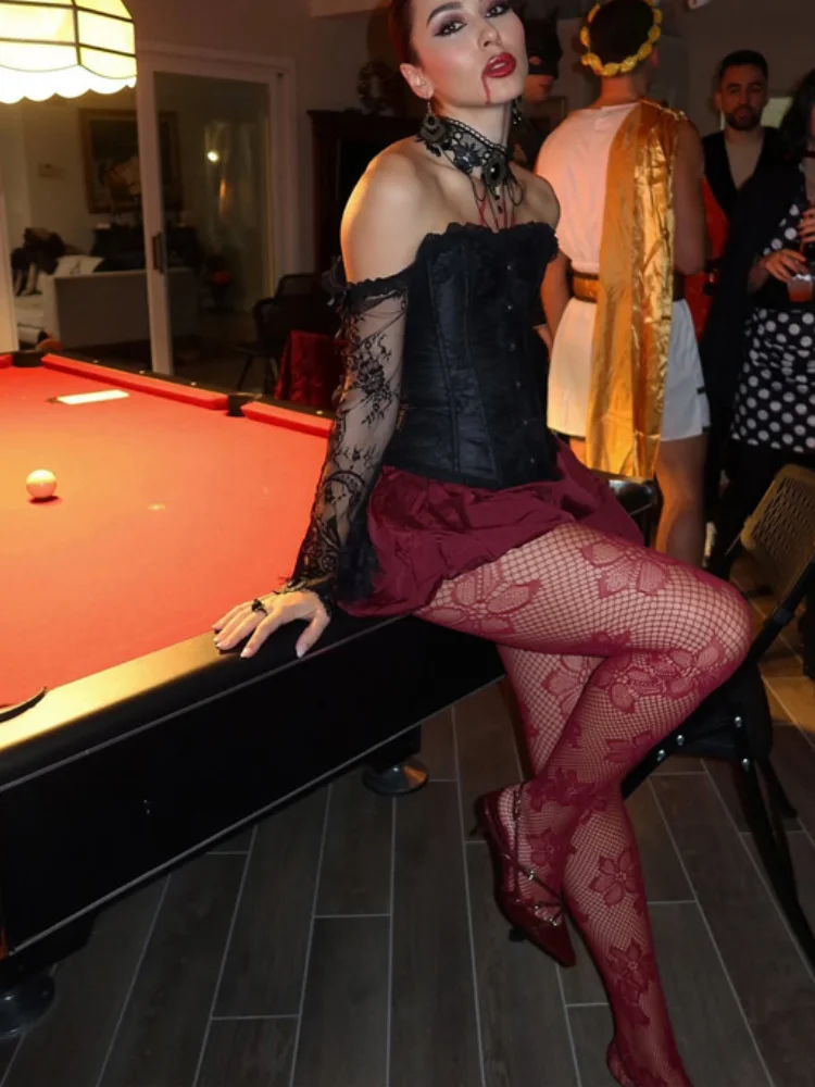 

Женский кружевной укороченный топ с корсетными вставками, открытыми плечами и спиной, облегающий, сексуальный, для вечеринок и ночных клубов, 2026