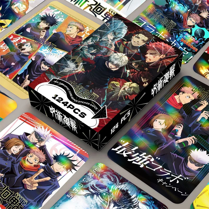 สติกเกอร์การ์ดโลโม่ลายอนิเมะญี่ปุ่น จูจุตสึ ไคเซ็น 124 ชิ้น พร้อมโปสการ์ด ข้อความ รูปภาพ ของขวัญสำหรับแฟนเกม ของสะสม การ์ดสะสม