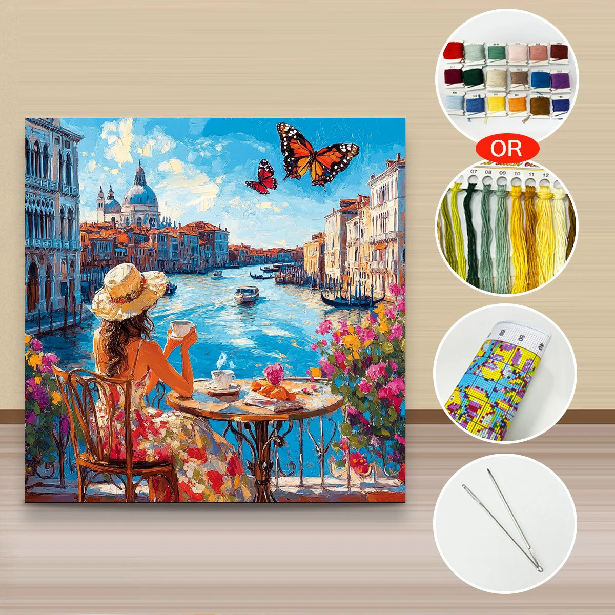 

1PC50X50CM/19.69in,11CT/14CT cross stitch kit DIY Valentine's Day gift embroidery set for festival ,cityscape