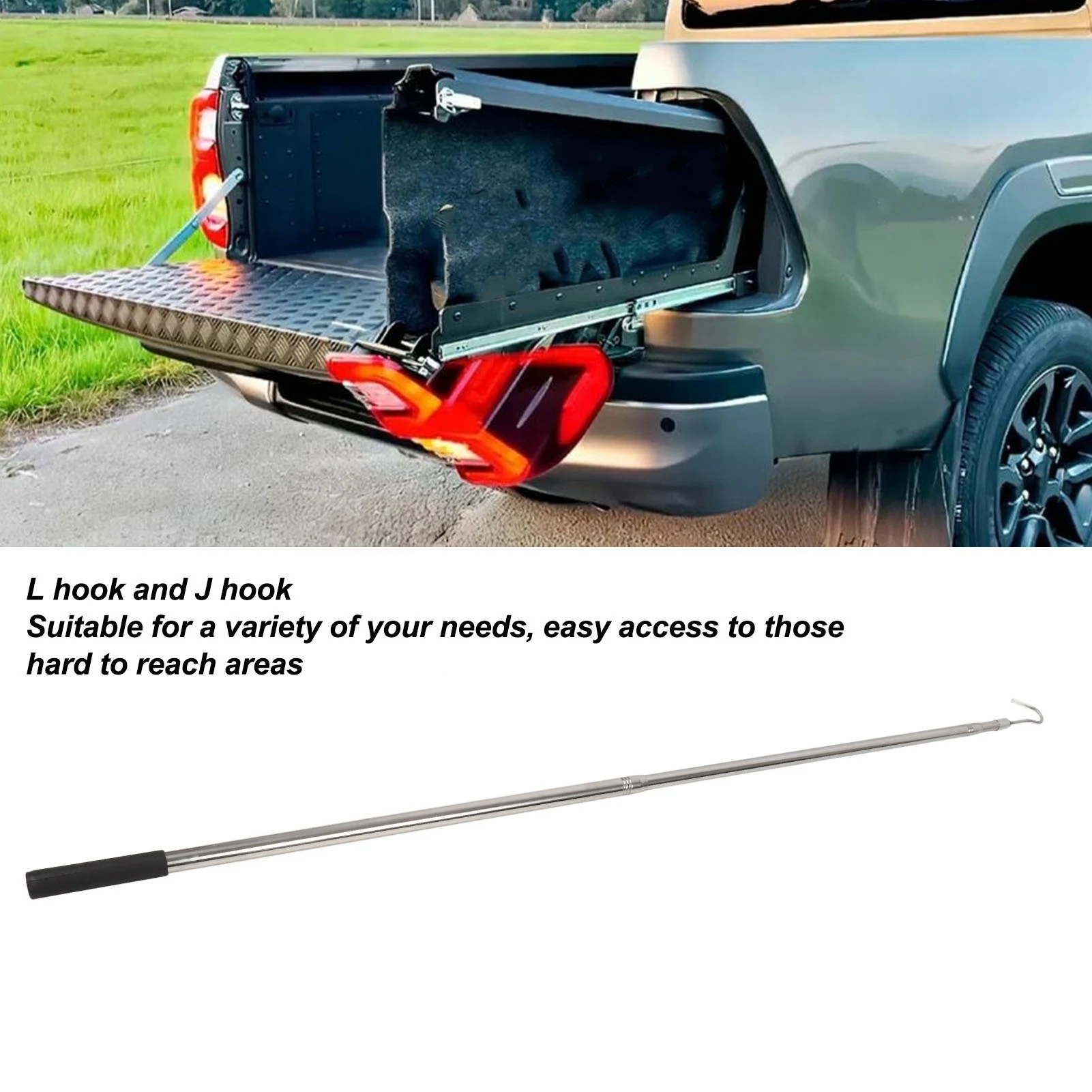 

Телескопический инструмент для извлечения грузов, нержавеющий, высокопрочный, сверхмощный, из нержавеющей стали, с L-образным и J-образным крюками, для автодомов и яхт