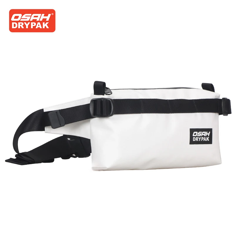 OSAH Fashion White Crossbody Bag Chest Bag 2L High-capacity Splash Proof Water Outdoor Pack Motorcyle Riding Equipemt Package