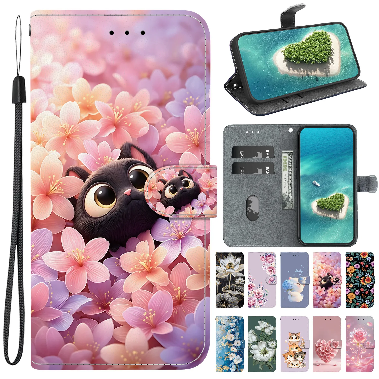Magnetische Leder-Handyhülle für OPPO A98 A95 A94 A93 A79 A78 A77 A76 A74 4G 5G A96 Flip Cover Brieftaschenhülle