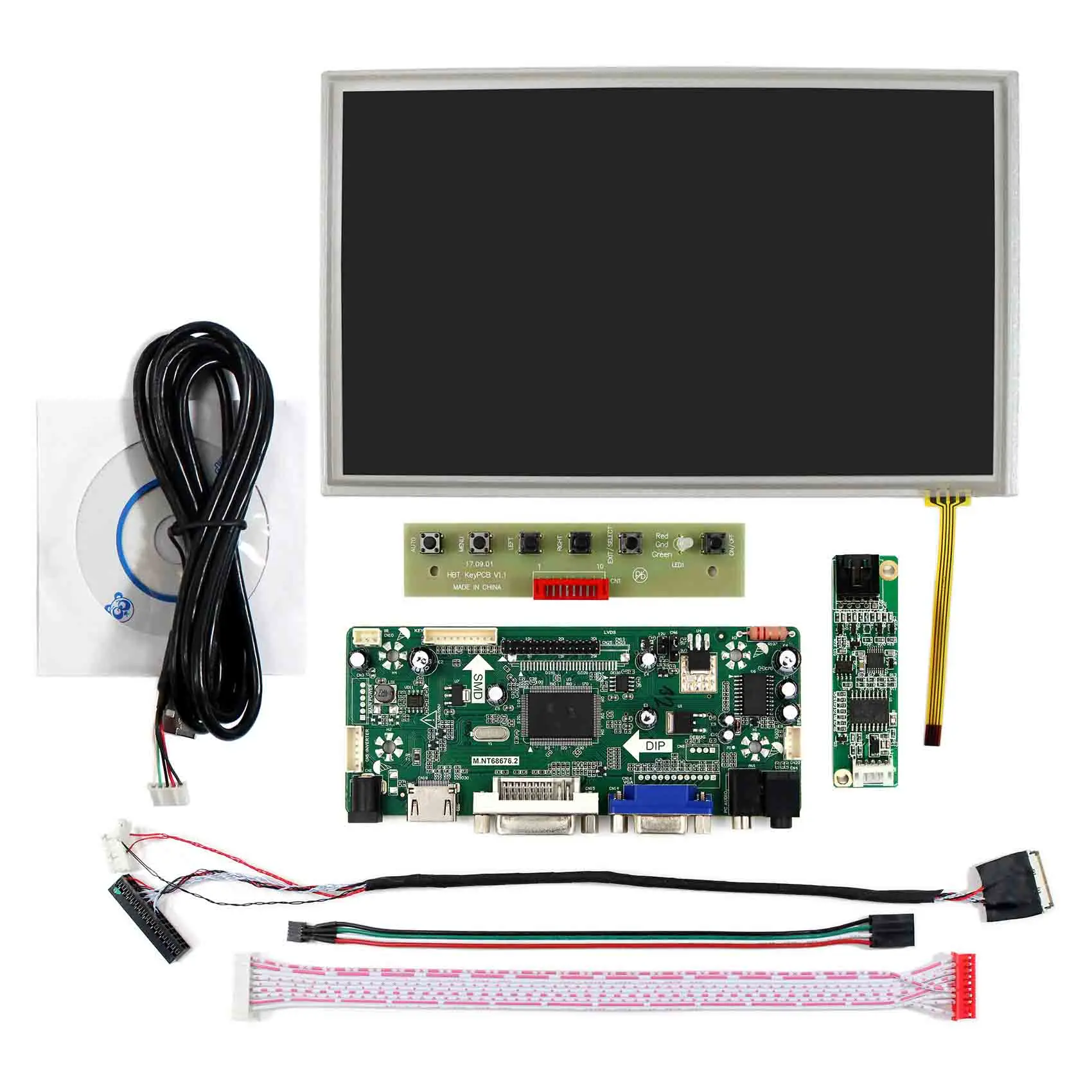 หน้าจอ LCD 8.9 นิ้วความละเอียด 1024X600 แผงสัมผัสแบบ Resistive HSD089IFW1 พร้อม HD-MI DVI VGA LCD Controller Board