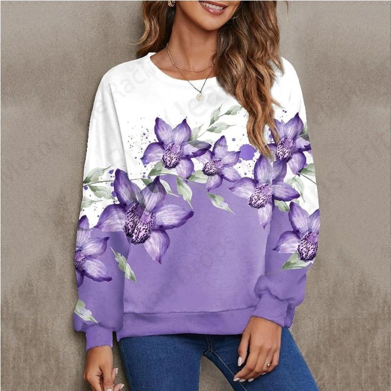 Floral 3d Print Hoodie Women Fashion O-neck Graphic Hoodies Women Sweats Flower Plants Coat Girl Clothes Fitness Sweatshirt y2k