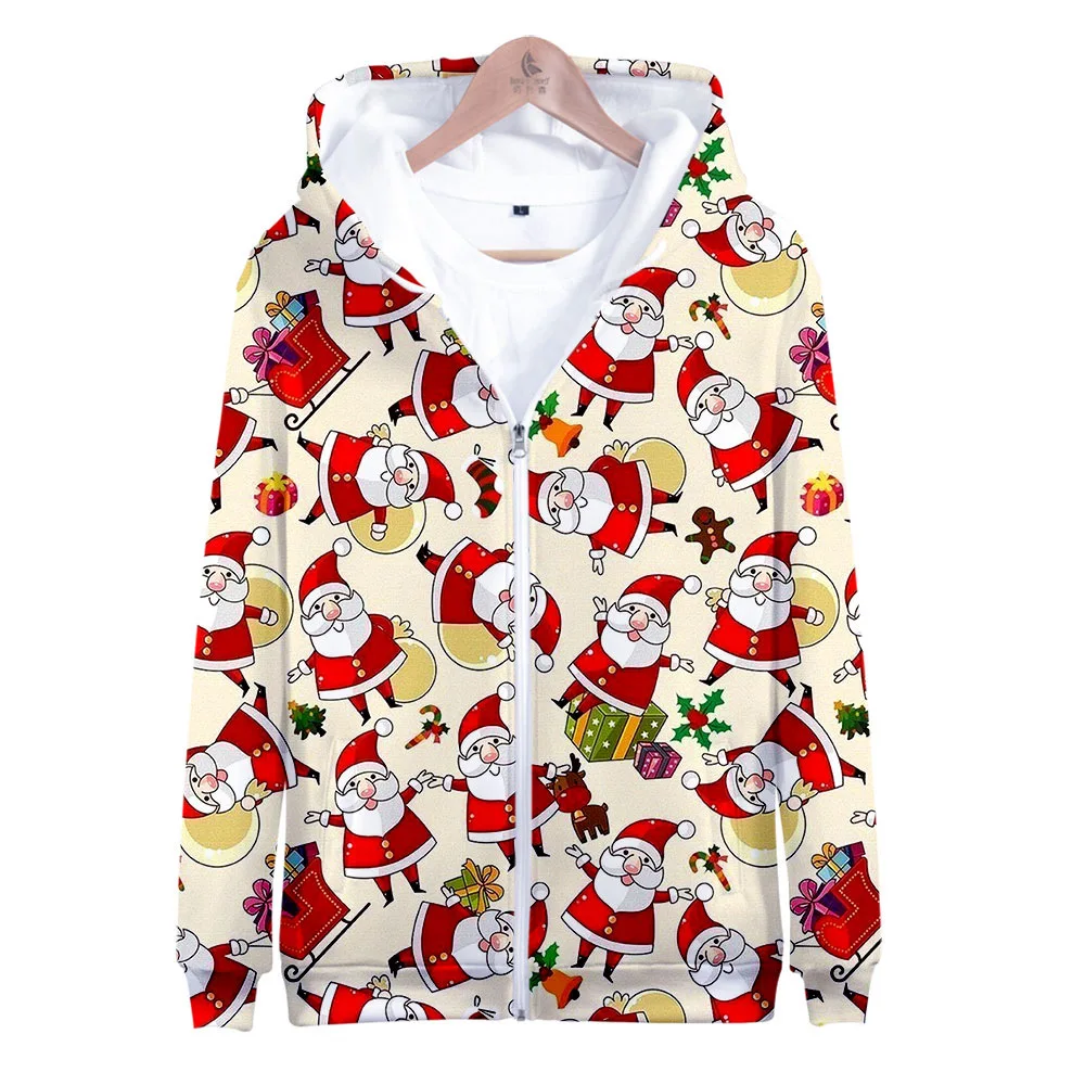 2023 Herfst/Winter Trui Kersttrui Kerstmuts Saint Sneeuwpop Trui Digitale Print Hoodie Trui