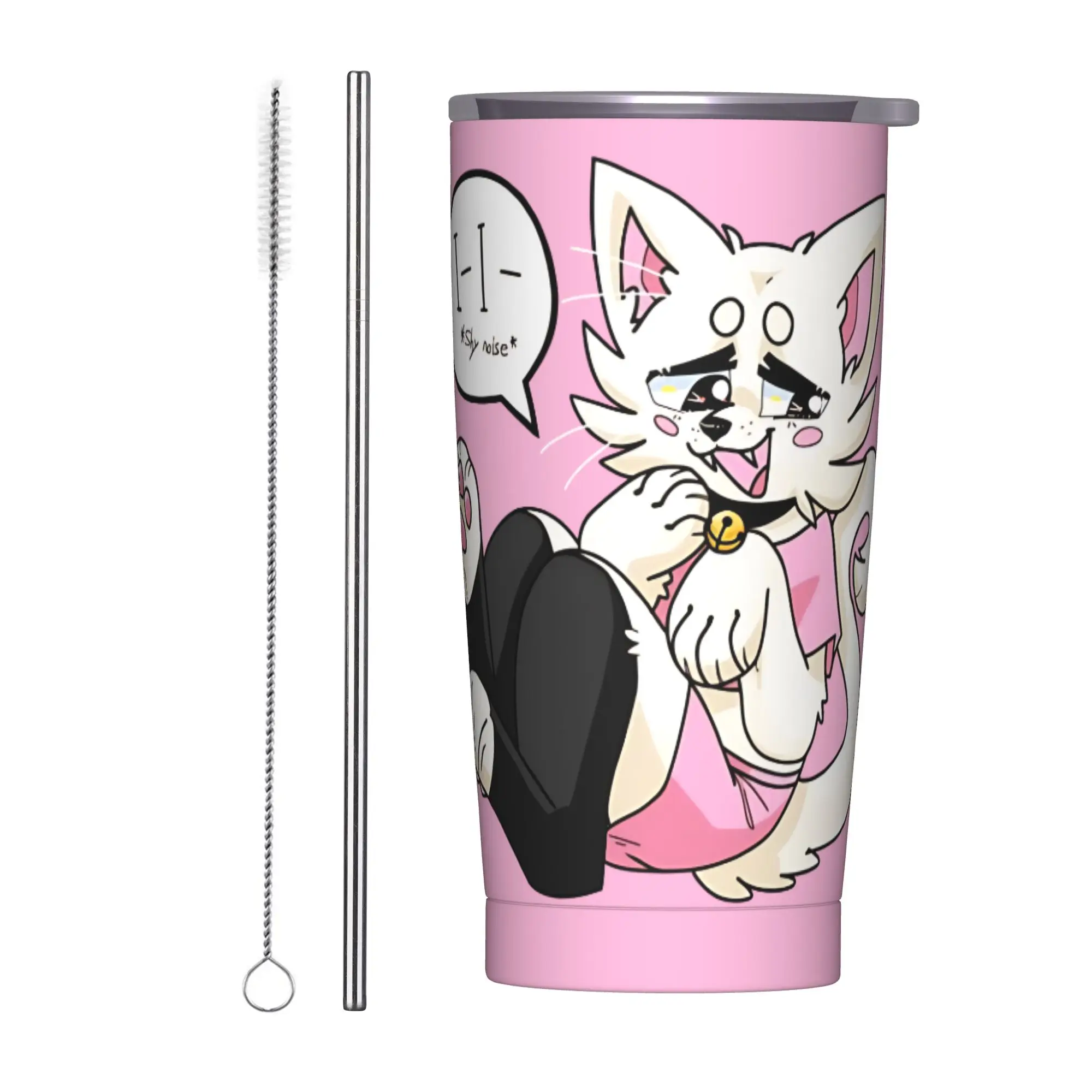 Boykissers Silly Tumbler Vacuum Insulated Shy Furry Cat  Coffee Cups Stainless Steel Double Wall Mug Hot Cold Drink, 20oz