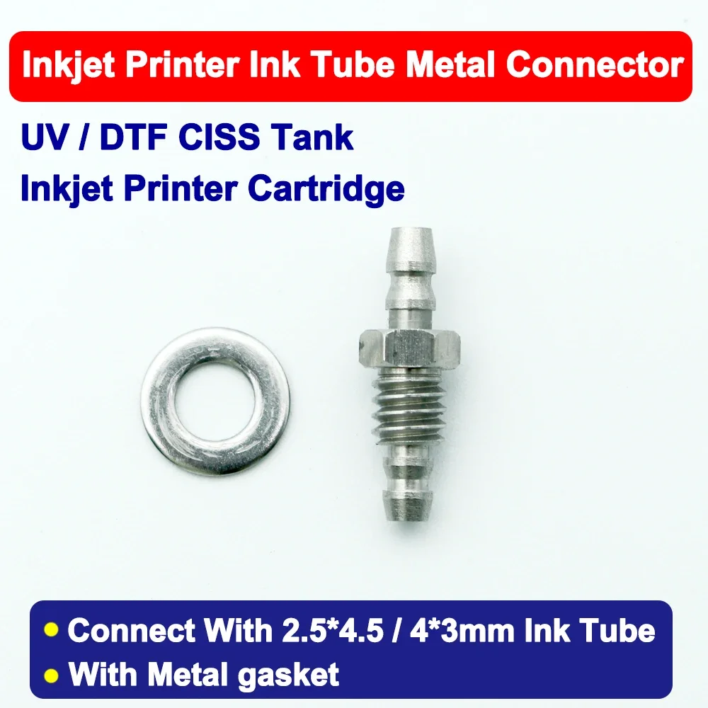 DTF DTG UV CISS tank hose pipe connector Straight-through air nozzle for inkjet printer ink tube metal connector