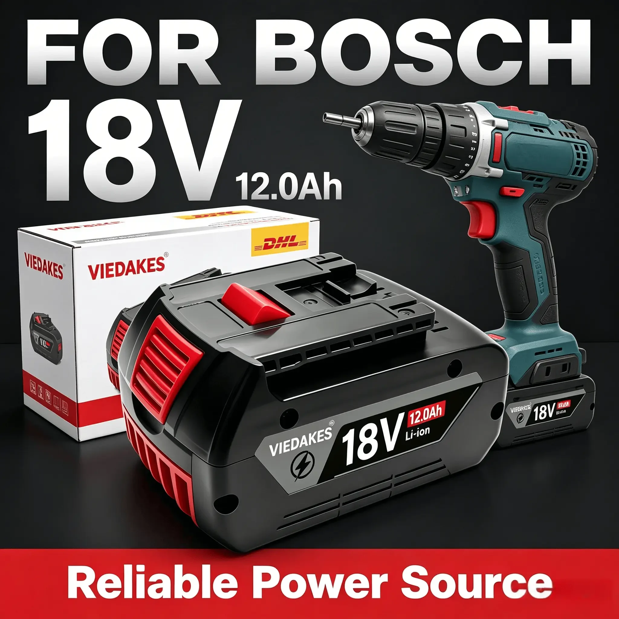 

For Bosch 18V Battery 8.0Ah 12.0Ah GBA18V4.0 GBA18V5.0 Compatible GDR18V GDS18V-400 Impact Wrench Battery