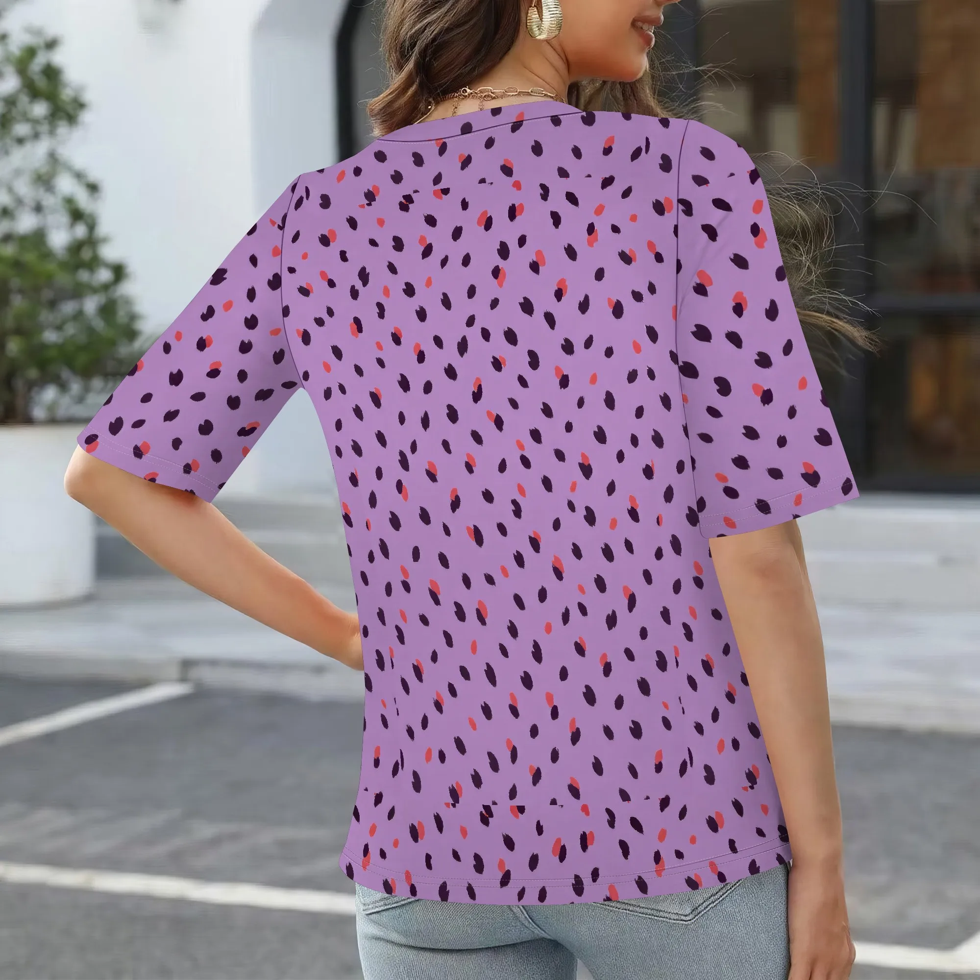 Ladies Tops and Blouse 1/2 Sleeve Summer Shirts Solid Color Basic Tops Casual Tee Shirts Loose Fitted Tunic Tops