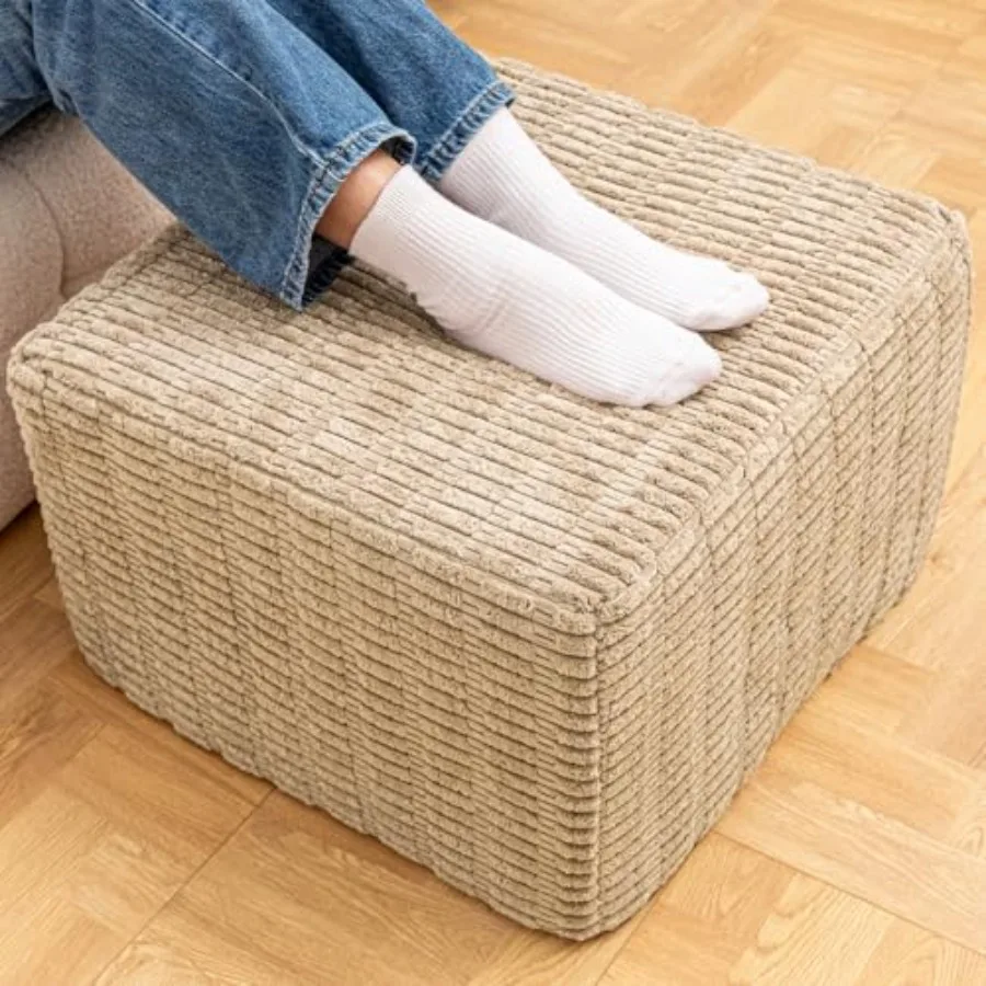 

Round Square Pouf Ottoman Foot Rest Lightweight Modern Footstool with Plush Foam Filling Perfect for Living Room Decor and Cozy
