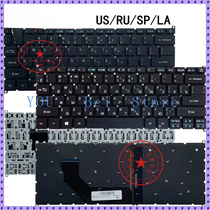 Teclado para ordenador portátil US/RU/SP/LA para ACER S13 SF5 S30-20 SF514-52 SF514-52G SF314-52 SF314-52G SF113-31 S5-371 VX15 N16C4 N17P2 N17P3