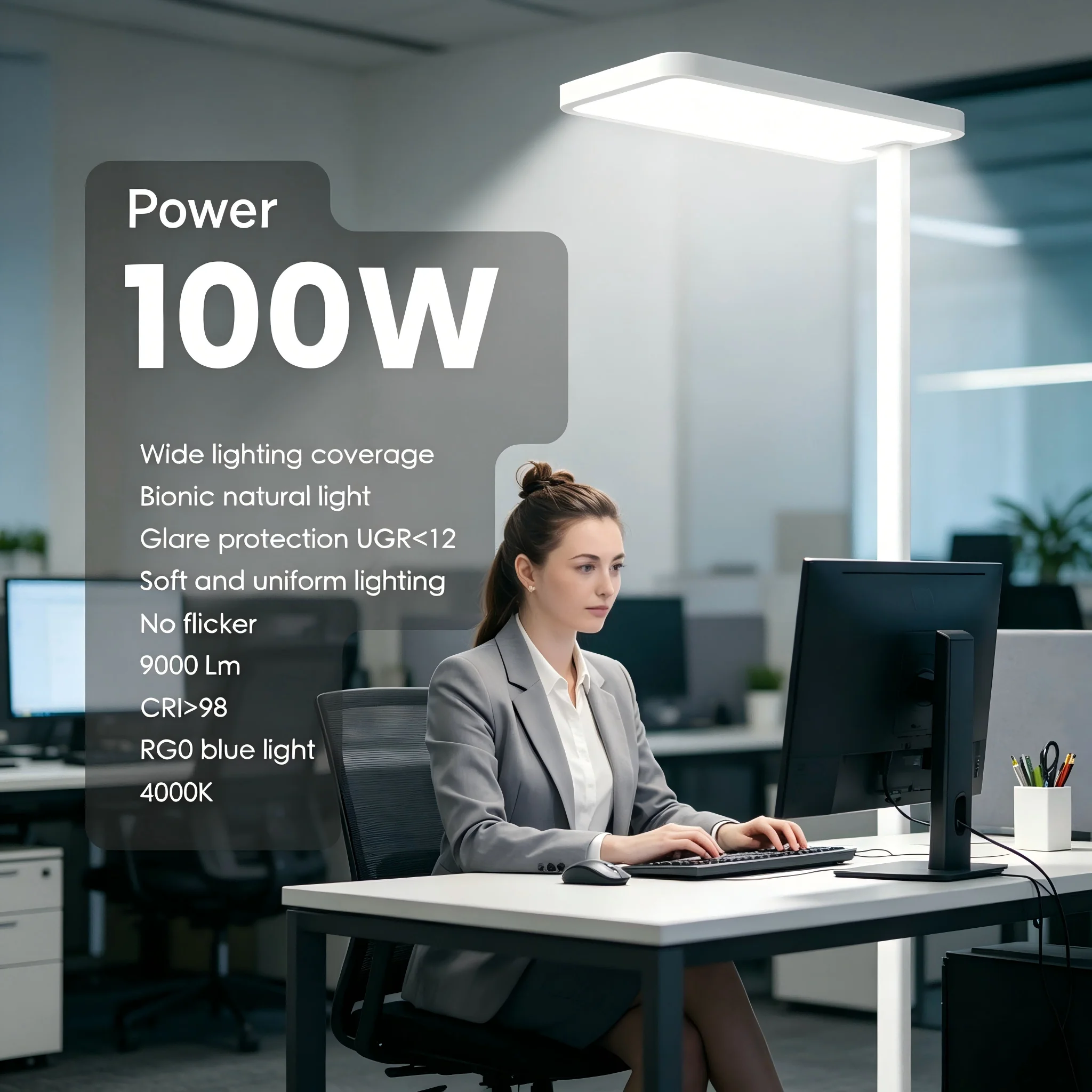 10,000 Lux Aluminum Portable Light Therapy Device Modern Design Flicker-Free Touch Control SAD Office Wellness High