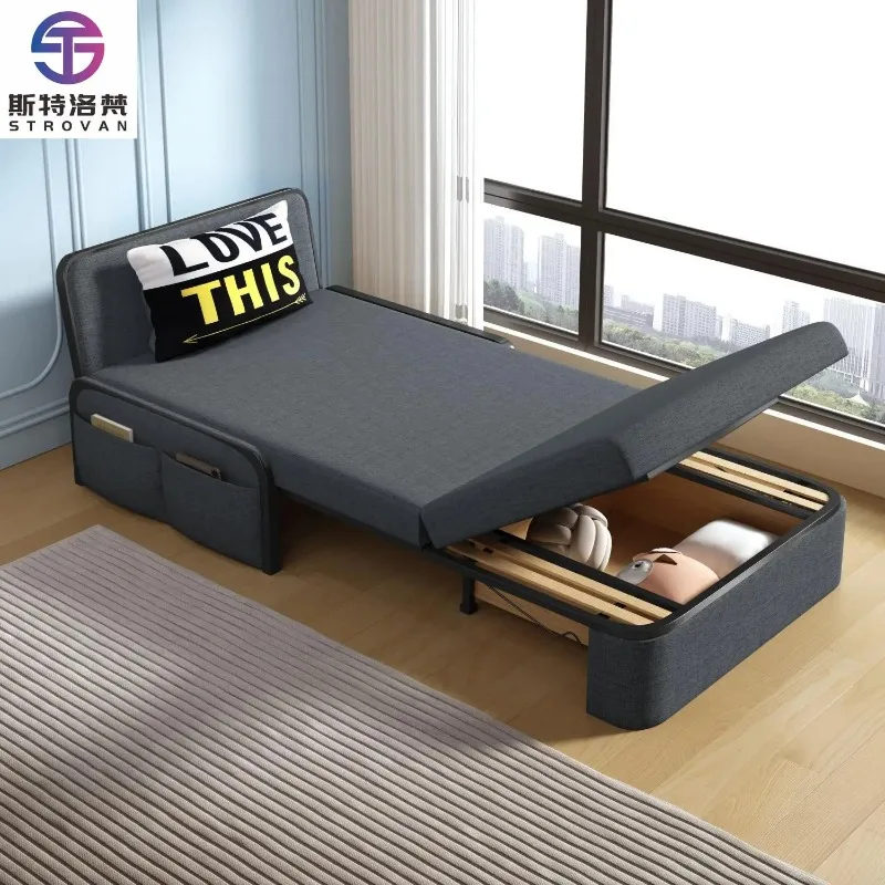 

2026 Modern Living Room Save Space Convertible Sofa Open Length 2m Bed Removable and Washable Folding Sofa Bed With Storage