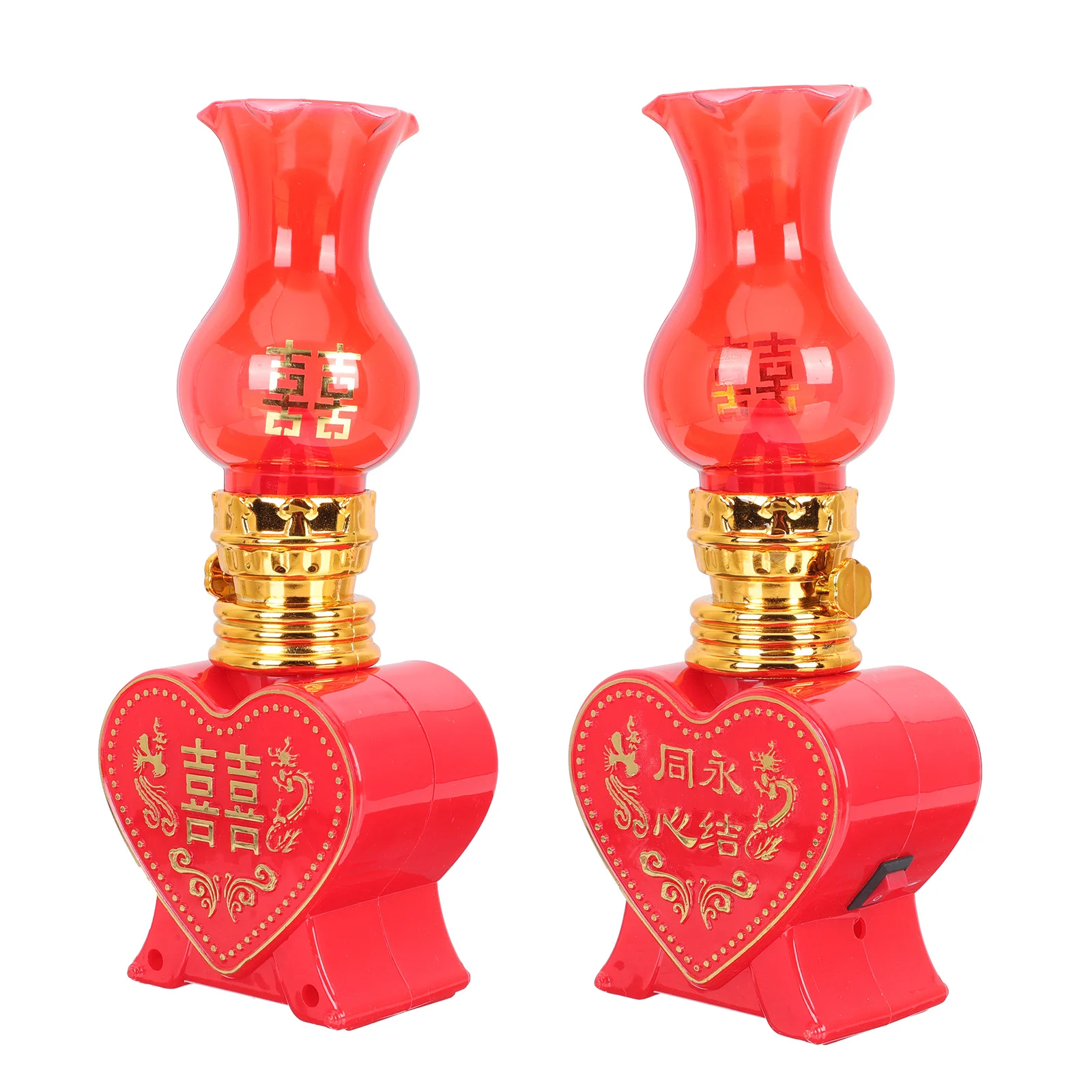 

2Pcs LED Electronic Heart Design Electric Lamps Romantic Flameless Small Decorative Wedding Scene Lighting Ornament