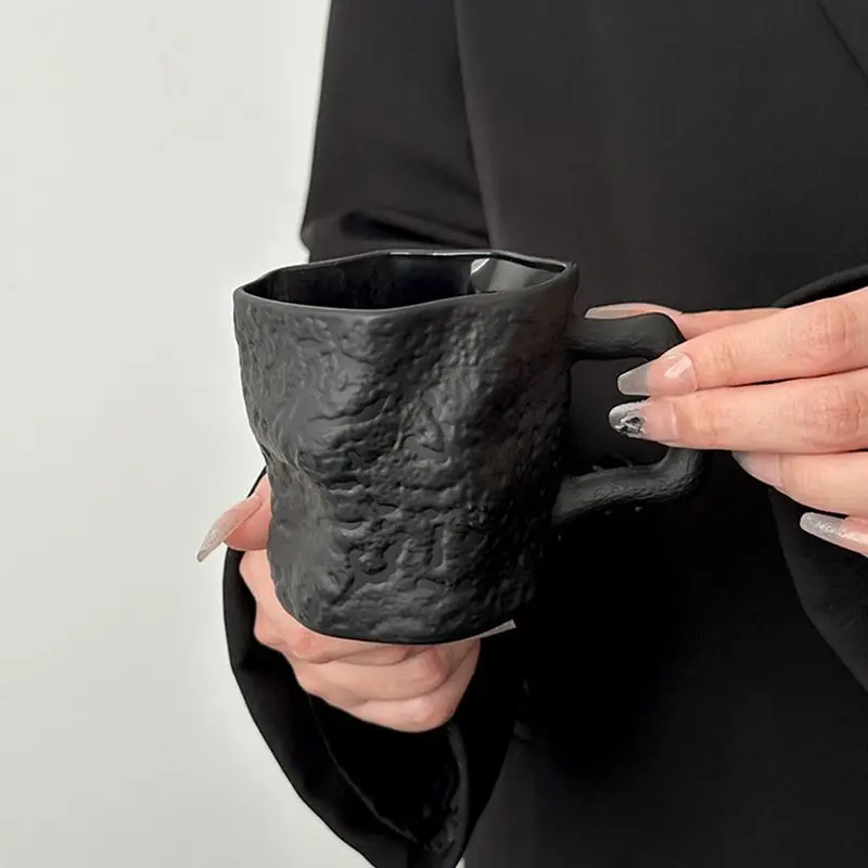 

Obsidian Irregular Coffee Cup Rock Branch Habitat Glacier Pattern Glass, High-value Beverage Water Cups, Niche Cold Drink Mug