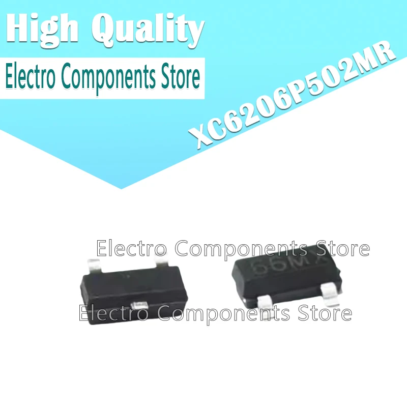 20PCS XC6206P502MR (Marking 66MX) 66MX Low ESR Cap.Compatible Positive Voltage Regulators 5.0V SOT-23