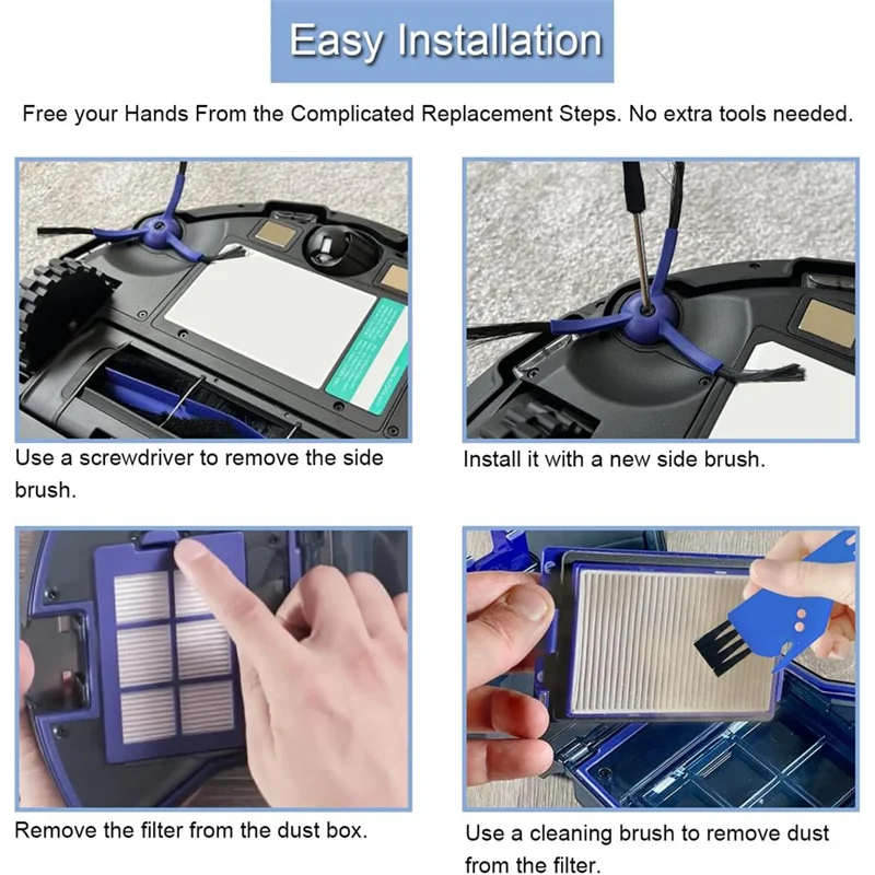 M04K Боковая щетка HEPA-фильтры Пластиковая запасная часть для робота-пылесоса Eufy Robovac X8 Hybrid Series